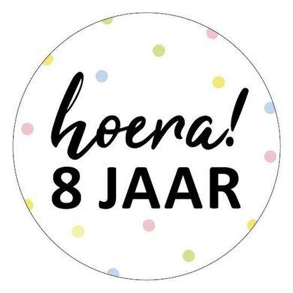 Cadeaustickers_Hoera_8_Jaar___24st