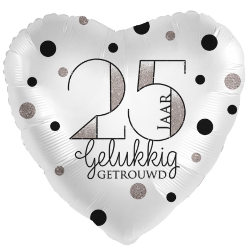 Folieballon_25_Jaar_Getrouwd_Hartje___43cm