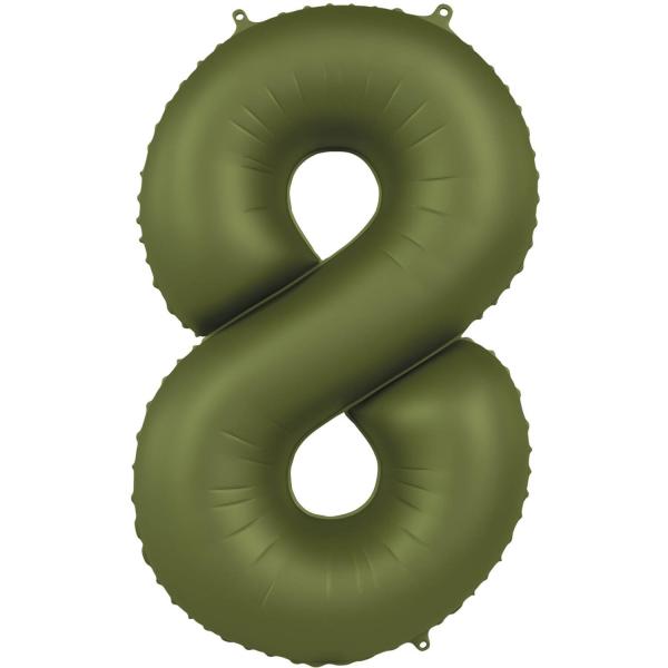 Folieballon_Mat_Olive_Green_Cijfer_8