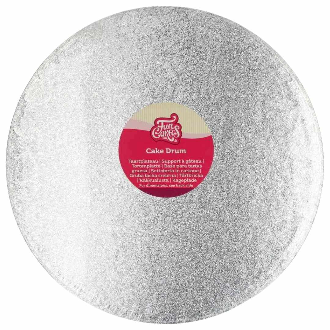 FunCakes_Cake_Drum_Rond__35_5_cm___Zilver