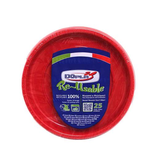 Gekleurde_Plastic_Borden_22cm_Rood___25st