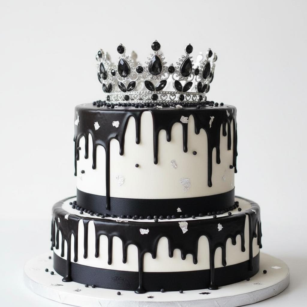 Kroon_Taarttopper_Zilver___Kristal_Zwart_8_cm