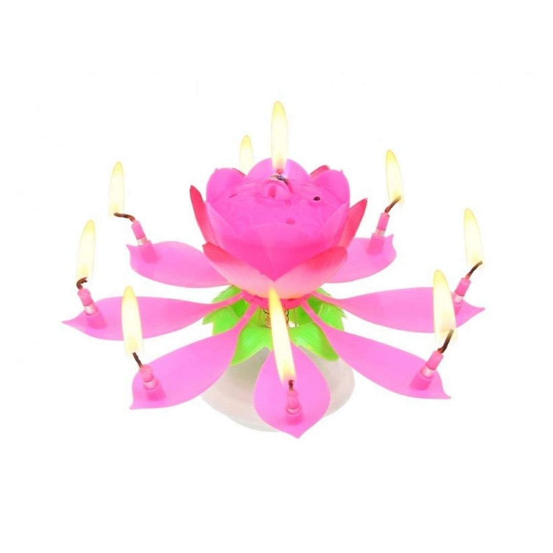 Taartkaars_Bloem_met_Muziek_Roze