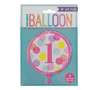 1st_Birthday_Dots_Folie_Ballon_Roze_1