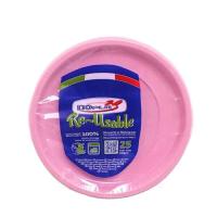 Gekleurde_Plastic_Borden_22cm_Roze___25st