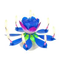 Taartkaars_Bloem_met_Muziek_Blauw