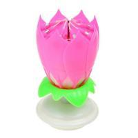 Taartkaars_Bloem_met_Muziek_Roze_1