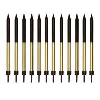 Taartkaarsjes_Zwart_Goud___12st