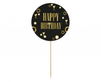 Taarttopper_Happy_Birthday_Zwart_Rond