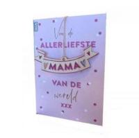 VIB_Wenskaart_Met_houten_Hanger_Allerliefste_Mama_Van_De_Werled