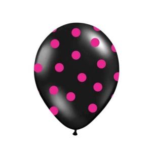 Dots_Ballonnen_Zwart_Pink___6st