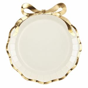 Kartonnen_Borden_beige_met_Gouden_Strik_24cm___6st___